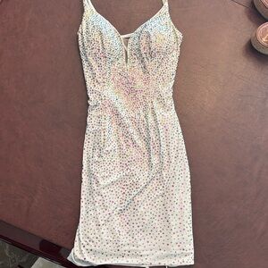Alyce Paris White Multicolor Sequin Mini Dress